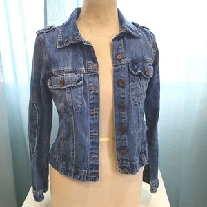 Route 66 Jacket Trucker Distressed Blue Med Wash Denim Buttons Pockets XS xsmall